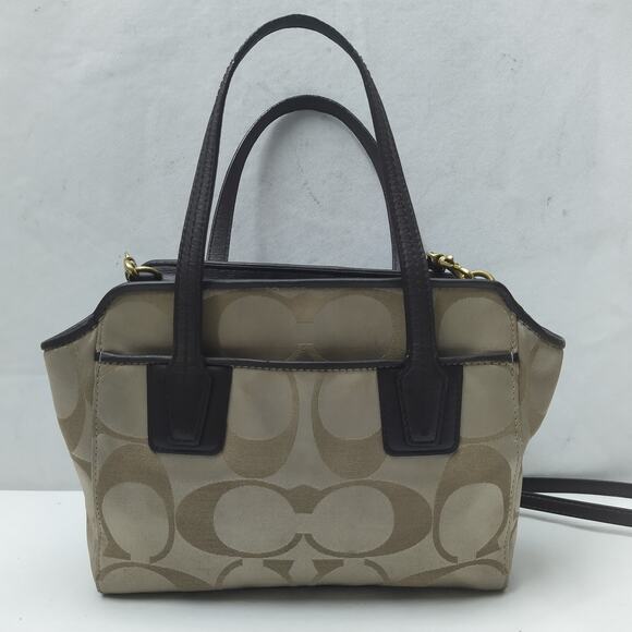 Coach Taylor Signature Light Tan Canvas Mini Tote Cross Body Bag Style# F28641 - Picture 2 of 16